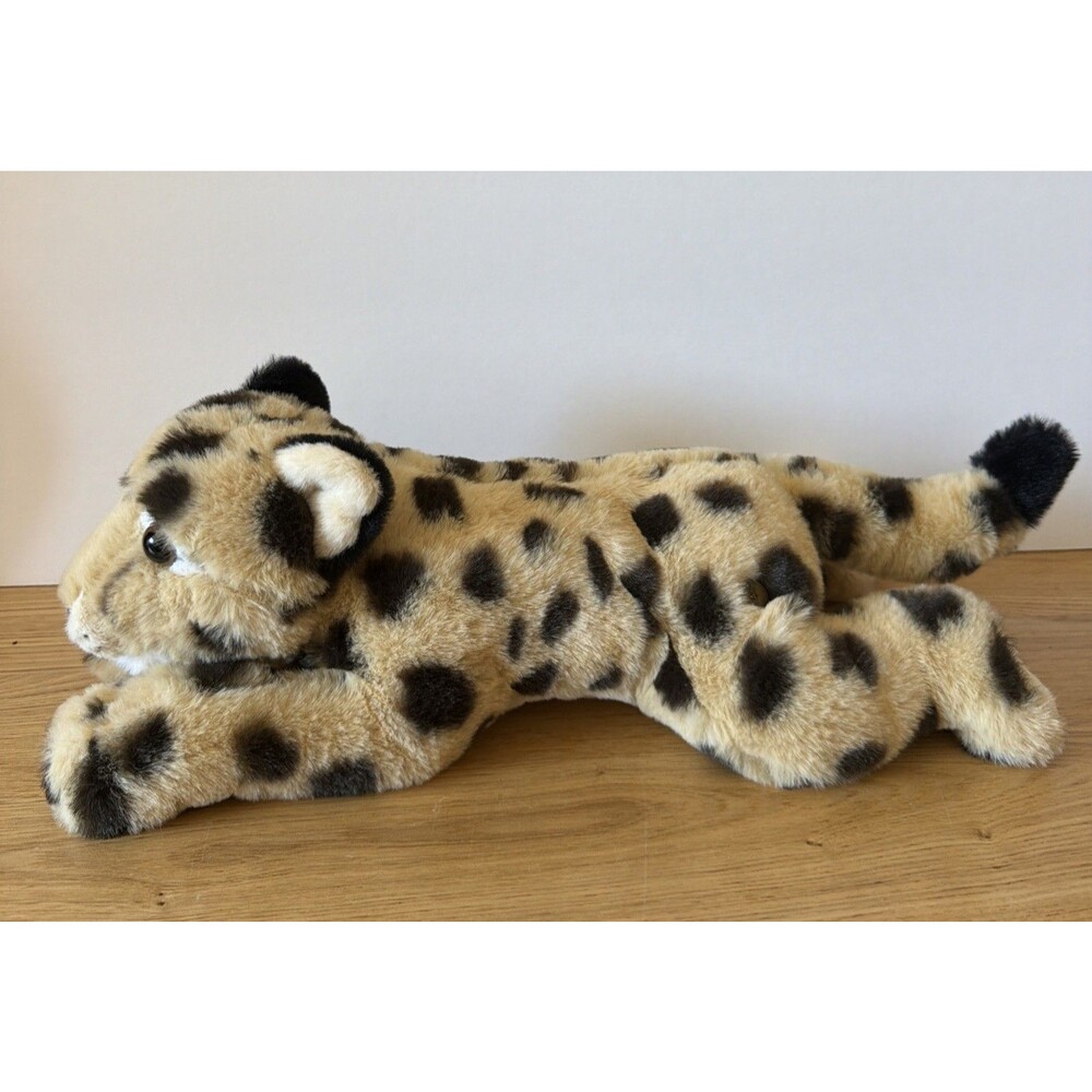 FAO Schwarz Cheetah Leopard Plush Laying Jungle Stuffed Animal Toy 14" Spotted